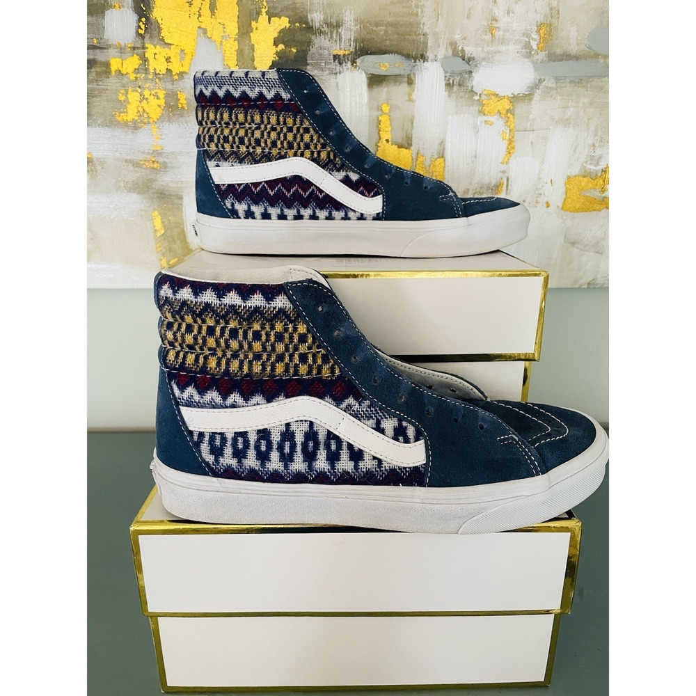 VANS Sk8-Hi Fair Isle Blue/Multicolor High Tops Men's Size 8.5, Women's Size 10.